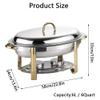 YIEOTM 6 Quart Accented Oval Chafing Dish, Stainless Steel Dinner Serving Chafers Buffet Warmer Set with Food Pan, Fuel Holders & Lid for Banquets Party view 4
