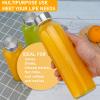 Sursip 24oz Glass Water Bottle Set of 6, Leak Proof Clear glass juice bottle for juicing, Reusable Drinking Bottles with Stainless Steel Lid, Beverage Storage Containers for Refrigerator-BPA Free view 2