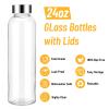 Sursip 24oz Glass Water Bottle Set of 6, Leak Proof Clear glass juice bottle for juicing, Reusable Drinking Bottles with Stainless Steel Lid, Beverage Storage Containers for Refrigerator-BPA Free view 3