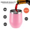 12 oz Insulated Wine Tumbler with Lid and Straw,Stainless Steel Stemless Wine Tumbler Glasses 16 Packs Double Wall Vacuum Wine Cups Tumbler Bulk for Champaign,Beer,Cocktail,Office,16 Colors view 3