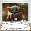 Baby Yoda Happy Birthday Banner - 5x3ft Vinyl Theme for Boys & Girls First Birthday, Baby Shower & Gender Reveal Party Supplies view 2