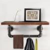 Drsyffsup Wall Mounted Rack Wood Wine Shelf Black Metal Towel Bar/Rails Hanging Shelves Floating Flower Stand - for EntranceBedroom, Living Room, Kitchen,Laundry Room Storage (Size : 70x20x20cm) view 2