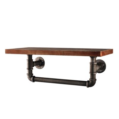 Drsyffsup Rustic Floating Shelves, Wood Wall Mounted Storage Rack, with Bathroom Towel Bar/Rails Hanger - for EntranceBedroom, Living Room, Kitchen,Laundry Room Decorative (Size : 70x20x20cm)
