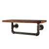 Drsyffsup Rustic Floating Shelves, Wood Wall Mounted Storage Rack, with Bathroom Towel Bar/Rails Hanger - for EntranceBedroom, Living Room, Kitchen,Laundry Room Decorative (Size : 70x20x20cm) view 1