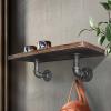 Drsyffsup Wooden Floating Shelves, Rustic Wall Mounted Shelf Board with L Black Pipe Brackets - Decorative & Display Rack for Bathroom, Living RoomKitchen Storage Organiser (Size : 100x20cm) view 4