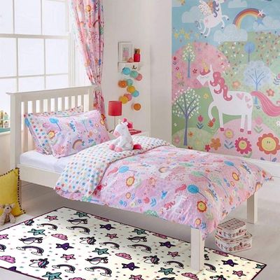 Activity Rugs for Kids - Dollhouse and Unicorn Playmat - Reversible Play House and Unicorn Rugs for Girls Bedroom/Carpet for Kids Room 40"x60"