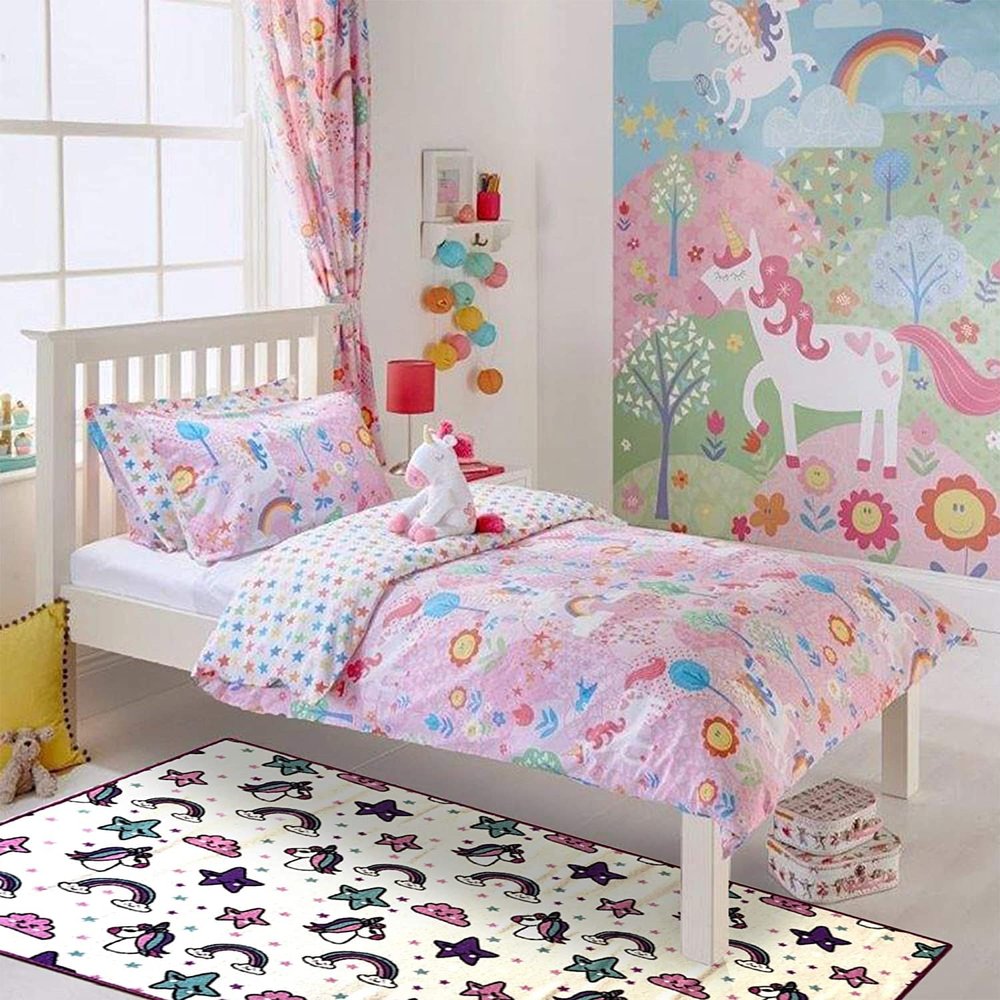 Activity Rugs for Kids - Dollhouse and Unicorn Playmat - Reversible Play House and Unicorn Rugs for Girls Bedroom/Carpet for Kids Room 40"x60"