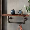 Drsyffsup Wall Shelf - Floating Storage Shelves for Utensils/Cosmetics/Book/Picture Ledge Bathroom Towel Bar/Rails Hanging Hanger,Iron Frame and Rustic Solid Wood Board (Size : 70x20x20cm) view 3