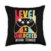 13th Birthday Gift Shirt Level 13 Unlocked Official Teenager Throw Pillow view 1