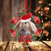 3in Circle Christmas Acrylic Ornament Keepsake Merry Christmas Wreath Animal Rabbit Acrylic Pendant for Christmas Ornaments Decorations Tree Hanging Ornaments Present Xmas Souvenir Gifts view 1
