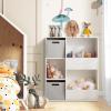 Costzon 5 Cubbies Toy Storage Organizer with Bookcase, Kids Bookshelf w/ 3 Toy Storage Bins, Wooden Toy Shelf for Kids Room, Playroom, Nursery, Daycare view 2