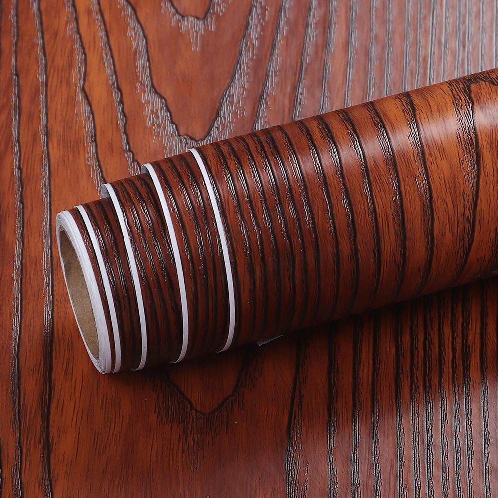 Livelynine 15.8X394 Mahogany Red Wood Wallpaper for Kitchen Table Cherry Wood Contact Paper for Cabinets Desk Peel and Stick Countertops Waterproof Cabinet Covering Counter Top Vinyl Wrap Sticker