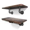 Drsyffsup Wooden Floating Shelves, Rustic Wall Mounted Shelf Board with L Black Pipe Brackets - Decorative & Display Rack for Bathroom, Living RoomKitchen Storage Organiser (Size : 80x20cm) view 3