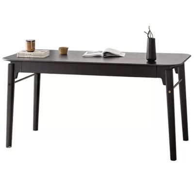 Desk Black Solid Wood Desk Home Office Desk Furniture Oak Student Desk Simple Computer Desk Game Table with Drawers (Color : Black, Size : 100 * 53 * 74cm)