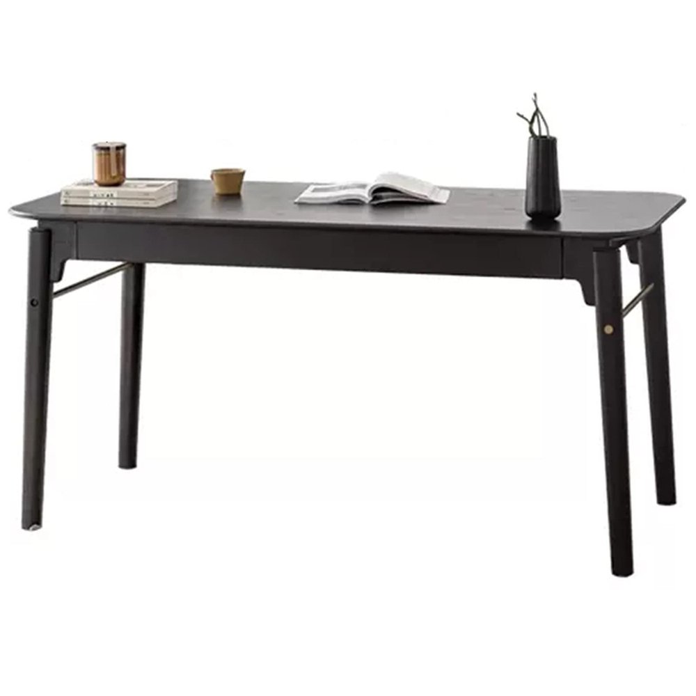 Desk Black Solid Wood Desk Home Office Desk Furniture Oak Student Desk Simple Computer Desk Game Table with Drawers (Color : Black, Size : 100 * 53 * 74cm)