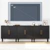 Vrullu Modern Storage Cabinet, Free Standing Buffet Cabinet, Black Sideboard and Buffet Storage, Wood Accent Furniture for Living Room, Hallway, Entryway, Dining Room, Bedroom (1, Black) view 3