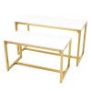 CeRaBuRET Metal Shoe Handbag Display Stand, Nesting Tables 2 Piece Set, Gold and White Display Riser Shelf, Retail Display Tables, Handbags Shelf for Home Clothing Shop Hotel view 1