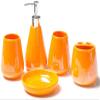 Soap Dispenser 5 Piece Bathroom Accessories Set Pearly Appearance Bath Ensemble,Ceramic Bath Set With Liquid Soap Dispenser,Etc,Multicolor Lotion Pump Bottle Hand Soap Dispenser Dish Soap Dispenser ( view 1