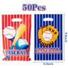 AwserTantue Baseball Party Favor Bag - 50Pcs Blue and Red Baseball Plastic Goodie Candy Treat Bag with Handle Gift Wrap Decoration for Kid Birthday Baby Shower Sport Game Decoration Party Favor Supply view 2