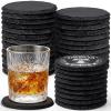 36 Pieces Slate Coasters Bulk, 4 Inch Round Rustic Black Stone Drinks Coasters Set with Anti-Scratch Backing for Laser Engraving, Bar, Housewarming Gifts, Home Decor, Halloween Christmas view 1