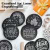 36 Pieces Slate Coasters Bulk, 4 Inch Round Rustic Black Stone Drinks Coasters Set with Anti-Scratch Backing for Laser Engraving, Bar, Housewarming Gifts, Home Decor, Halloween Christmas view 4