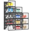 eWonLife X-Large Shoe Boxes with Magnetic Door, 12-Pack Stackable Shoes Storage Organizer for Closet, Clear Plastic Sneaker Container Shoe Rack for Size 12, Black view 1