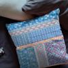 HomeRoots Blue and Yellow Broadcloth 18 Blue Yellow Patch Indoor Outdoor Throw Pillow view 3