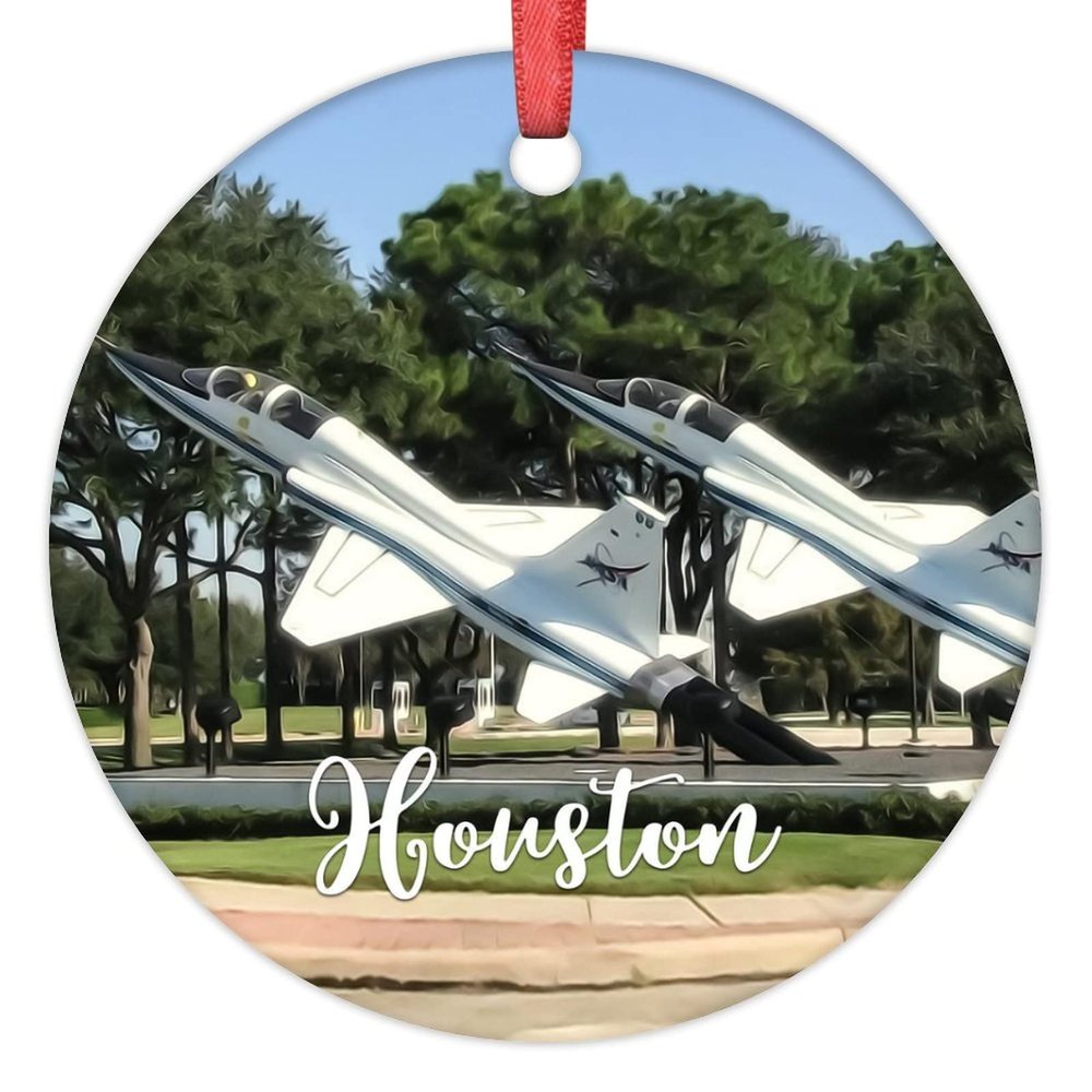 Houston Downtown Cityscape Christmas Ornaments 2022 Texas USA Ornaments for Christmas Trees Travel Souvenir Personalized Christmas Ornaments Holiday Christmas Keepsake New Year Tour Pal Gifts 3 Inch