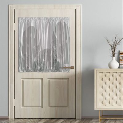 Blackout Door Curtains for Doorway Privacy, European Leaves French Door Curtain Thermal Insulated Curtains for Front Door Rod Pocket Glass Door Panel 54x40in Abstract Art Lines Plants