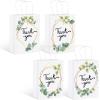 Greenery Eucalyptus Small Thank You Gift Bags Floral Design Paper with Handles Baby Shower Thank You Wedding Hotel Guests Favor Bags White Kraft for Birthday Party Teacher Salon 6 x 3 x 9''(48 Pcs) view 1