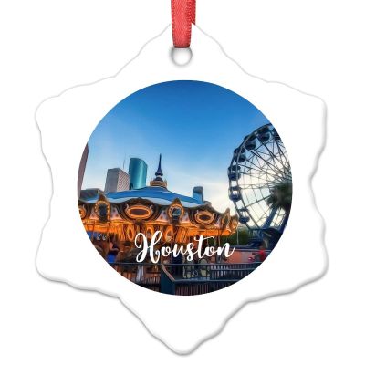 Christmas Ornaments Houston Cityscape Ornament for Christmas Tree Decor Texas USA Travel Souvenir Ceramic Personalized Christmas Ornaments 2022 Christmas Decor Keepsake Holiday Christmas Decor 3 Inch