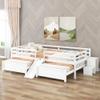 Quarte Practical Platform Bed Full Over Twin&Twin Platform Bed with Built-in Slide and Little Storage Stairway,Solid Wood Guardrail,for Kids and Toddler,Teens and Adults,Saving Space (White#D) view 4