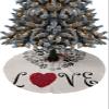 Christmas Tree Skirt, 48 inches Large Dog Paw Print Tree Skirt for Xmas Holiday Home Decor Love Heart with Rose Flower Fall Winter Carpet Mat Christmas Decorations for Slim Pencil Tabletop Trees view 1