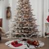 Christmas Tree Skirt, 48 inches Large Dog Paw Print Tree Skirt for Xmas Holiday Home Decor Love Heart with Rose Flower Fall Winter Carpet Mat Christmas Decorations for Slim Pencil Tabletop Trees view 4
