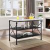 Simple Relax 2 Open Shelves Kitchen Island with Marble Top in White and Gray view 2