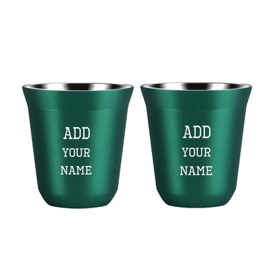 2 pcs of 80ml/160ml Double Wall Insulated Stainless Steel Espresso Cup Set, Custom Name Espresso Cup Set Heat Resistant Espresso Glasses, kids Milk Cups