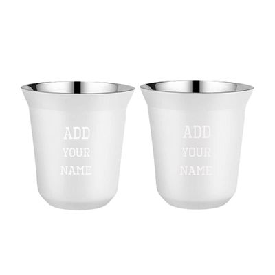 2 pcs of 80ml/160ml Double Wall Insulated Stainless Steel Espresso Cup Set, Custom Name Espresso Cup Set Heat Resistant Espresso Glasses, kids Milk Cups
