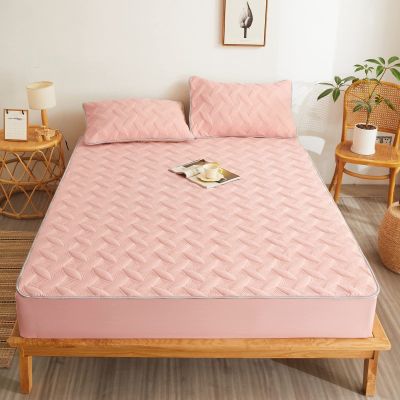 FCLDESHOP Deep Fitted Sheet,Thickened Quilted Quilted Fitted Sheets, Children's Room Cartoon Printing Mattress Protector Cover Bedding Sheets,Jade Color,150x200cm