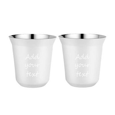 2 pcs of 80ml/160ml Double Wall Insulated Stainless Steel Espresso Cup Set, Custom Name Espresso Cup Set Heat Resistant Espresso Glasses, kids Milk Cups
