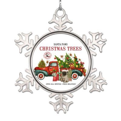 Pit Bull Terrier Dog Christmas Ornaments 2022 Santa Claus Red Truck Christmas Decorations for Tree Santa Claw Christmas Trees Personalized Dog Snowflake Ornaments Christmas Holiday Pet Gifts