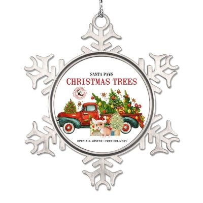 Custom Santa Claus Red Truck Snowflake Ornaments Santa Claw Christmas Trees Personalized Christmas Ornaments 2022 Chow Chow Dog Ornament for Christmas Tree Decor Christmas Pet Gift