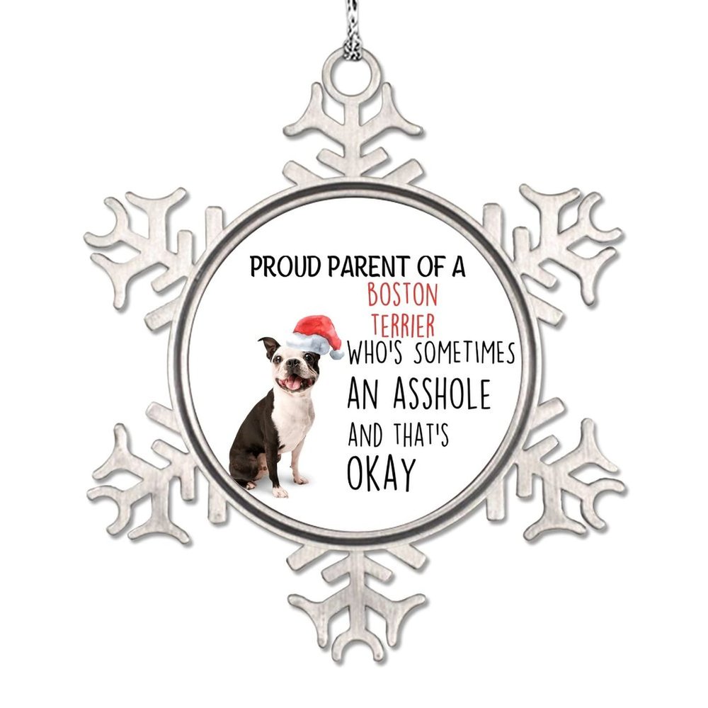 Custom Christmas Dog Snowflake Ornaments Proud Parent of A Dog Personalized Christmas Ornaments 2022 Bulldog Dog Ornament for Christmas Tree Decor Farmhouse Decorative Christmas Pet Gift