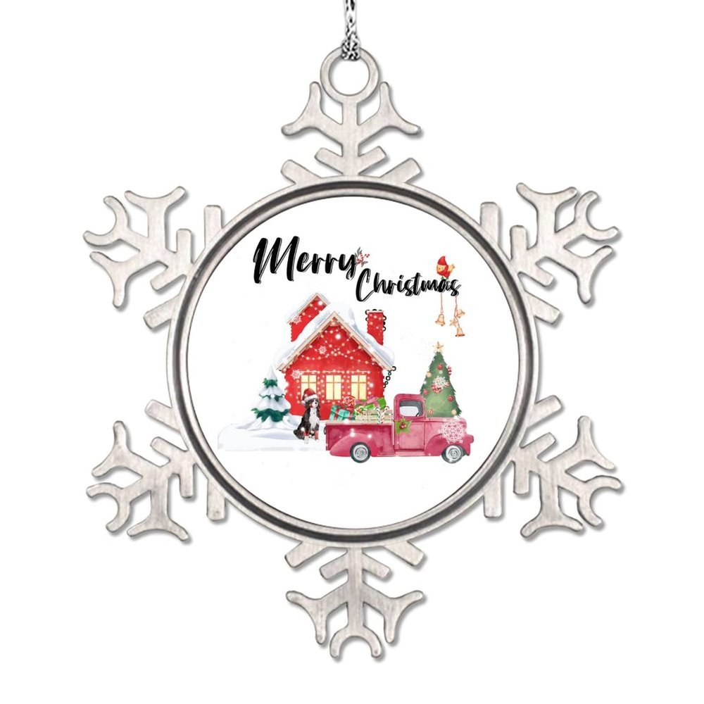 Poodle Dog Christmas Ornaments 2022 Red Truck Christmas Night Ornaments for Christmas Trees Merry Christmas Personalized Dog Snowflake Ornaments Christmas Holiday Pet Gifts