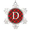 Initial Letter D Christmas Ornaments 2022 Christmas Buffalo Check Ornaments for Christmas Trees Personalized Monogram Snowflake Ornaments Novelty Keepsake Gifts for Mom Bridesmaid Bridal Shower view 1