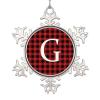 Initial Letter G Snowflake Ornaments Personalized Monogram Alphabet Christmas Ornaments 2022 Xmas Buffalo Plaid Ornament for Christmas Tree Decor Keepsake Gifts for Mom Bridesmaid Bridal Shower view 1