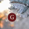 Initial Letter G Snowflake Ornaments Personalized Monogram Alphabet Christmas Ornaments 2022 Xmas Buffalo Plaid Ornament for Christmas Tree Decor Keepsake Gifts for Mom Bridesmaid Bridal Shower view 3