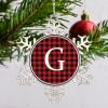 Initial Letter G Snowflake Ornaments Personalized Monogram Alphabet Christmas Ornaments 2022 Xmas Buffalo Plaid Ornament for Christmas Tree Decor Keepsake Gifts for Mom Bridesmaid Bridal Shower view 4