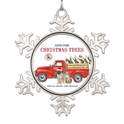 Santa Claus Red Truck Snowflake Ornaments Bulldog Dog Christmas Tree Ornaments Santa Claw Christmas Trees Metal Custom Pet Christmas Ornaments 2022 Novelty Gifts for Souvenir Wedding Birthday