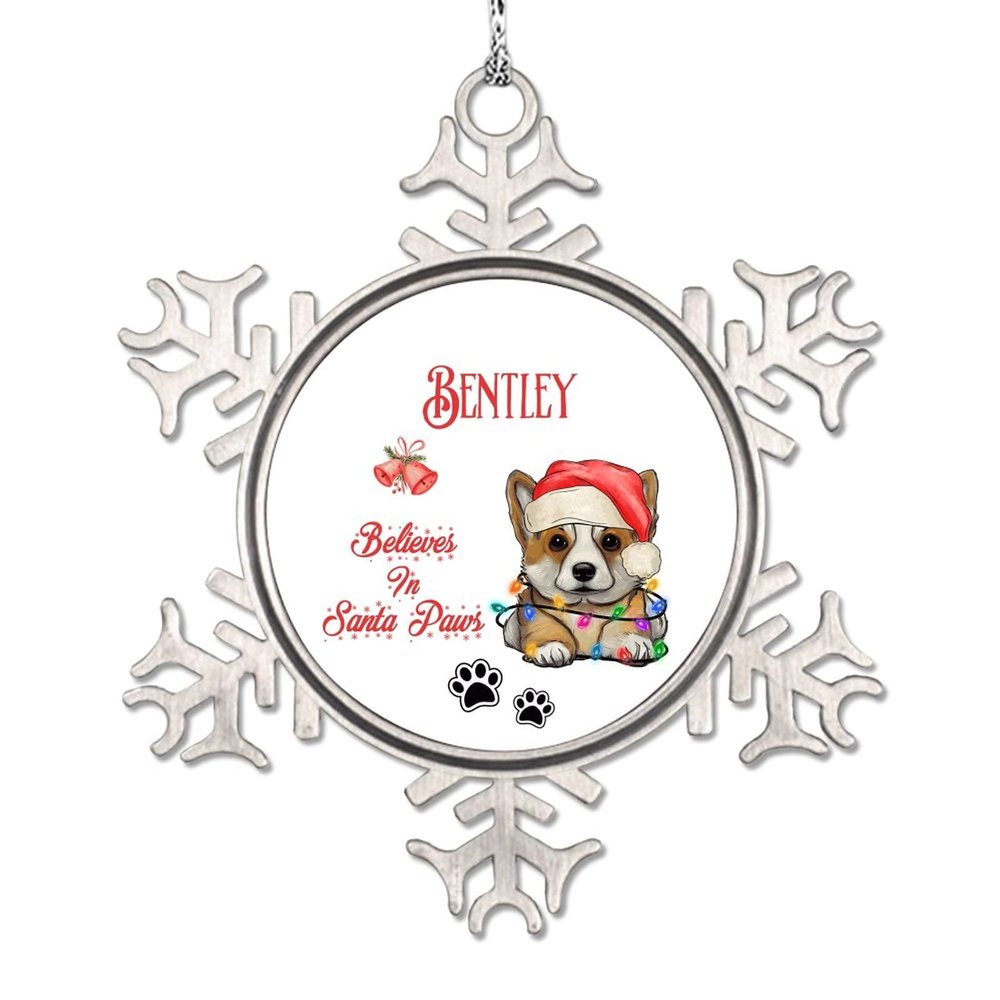 Christmas Hat Dog Ornament for Christmas Tree Decor Dachshund Dog Christmas Ornament 2022 Believes in Santa Claw Pet Metal Snowflake Ornaments Unique Keepsake Gifts for Wedding Anniversary Pendants