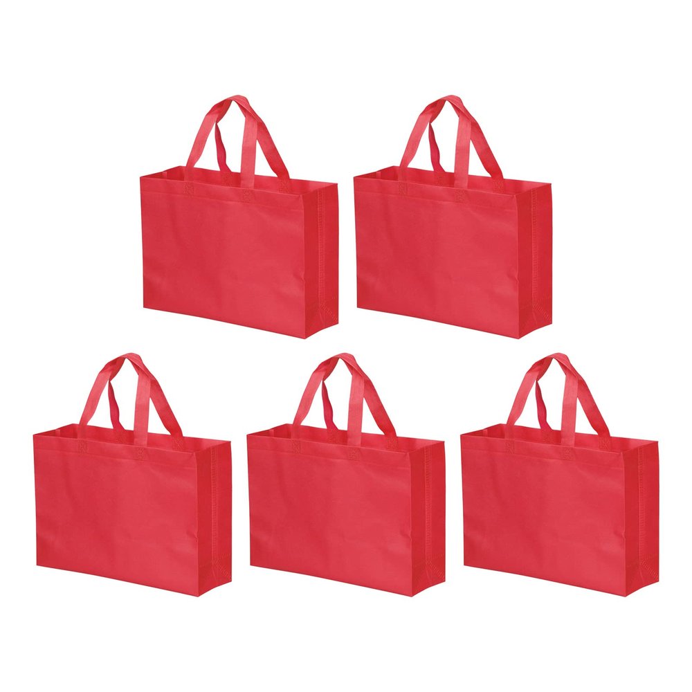 YOKIVE 10 Pack Reusable Gift Bag, DIY Blank Non-Woven Tote Bags, Great for Arts Crafts Grocery(Red, 25 x 35cm)